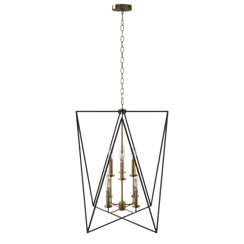 Gracie Oaks 8Light Gold Candle Farmhouse Adjustable Linear Pendant